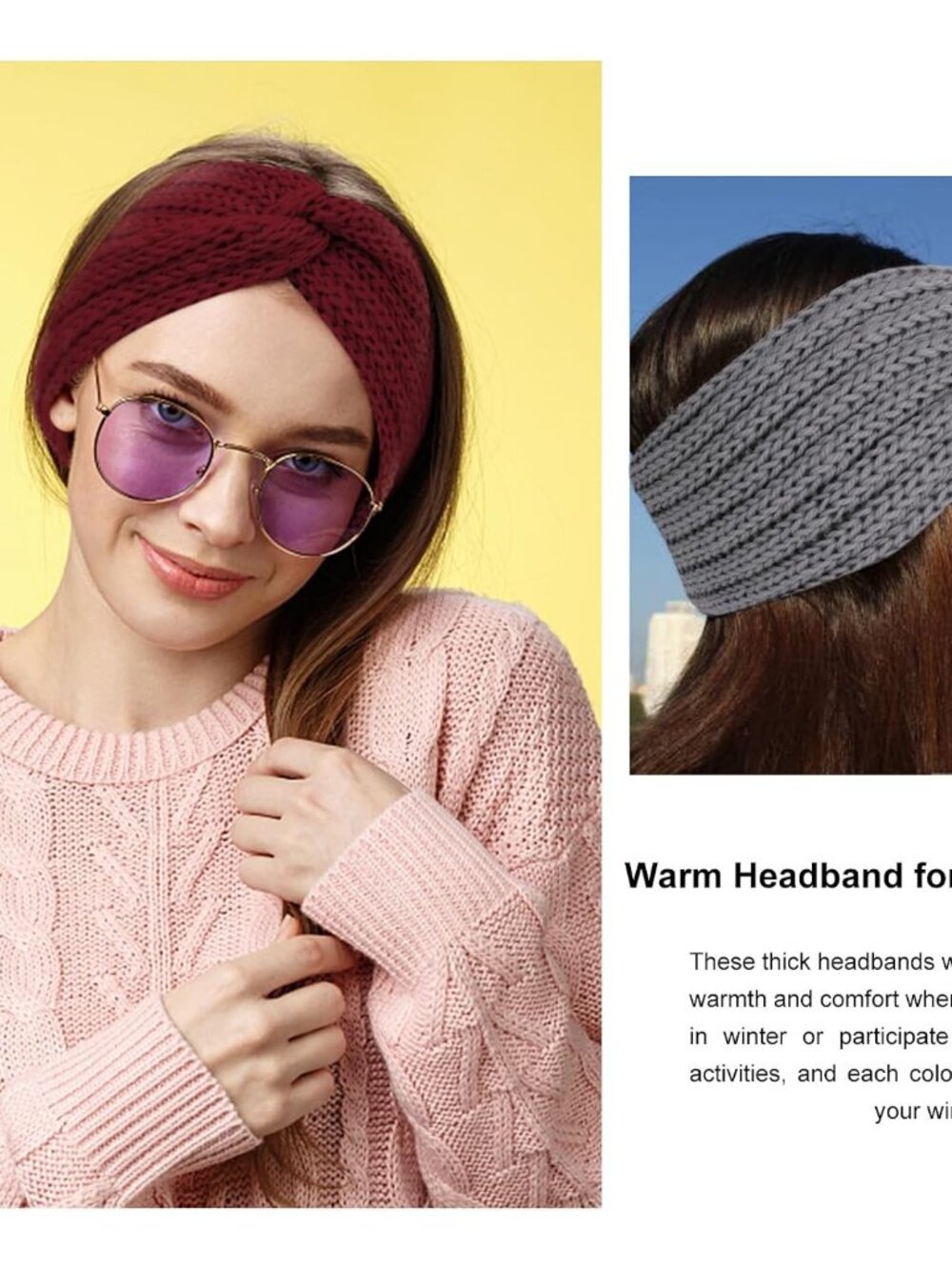 YARIEW Winter Headbands for Women Ear Warmers Wide Headbands for Women - Picture 8 of 11